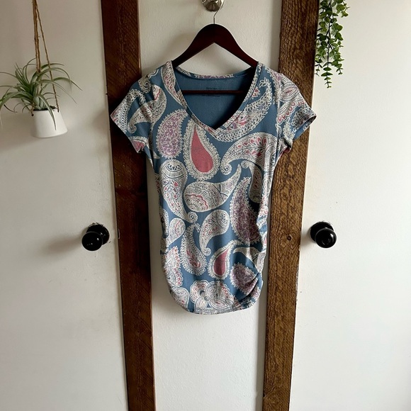 Y2K Motherhood Maternity Women’s Paisley Print V-Neck Top Size Maternity Small - Picture 4 of 13